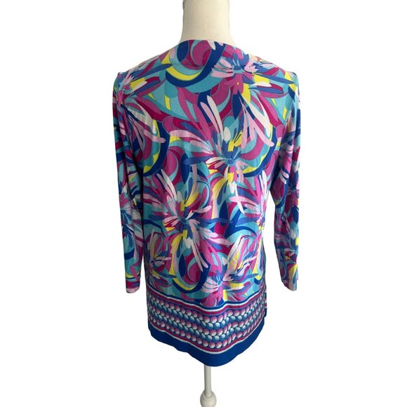 PAPPAGALLO Swirl Multicolor Tunic Blouse Size Small - Picture 4 of 6